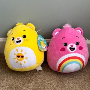 Squishmallow Care Bears 8” Funshine Bear and Cheer Bear NWT